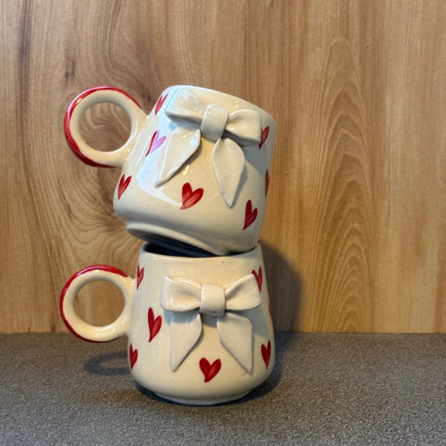 Handcrafted Ceramic Mug with 3D Bow