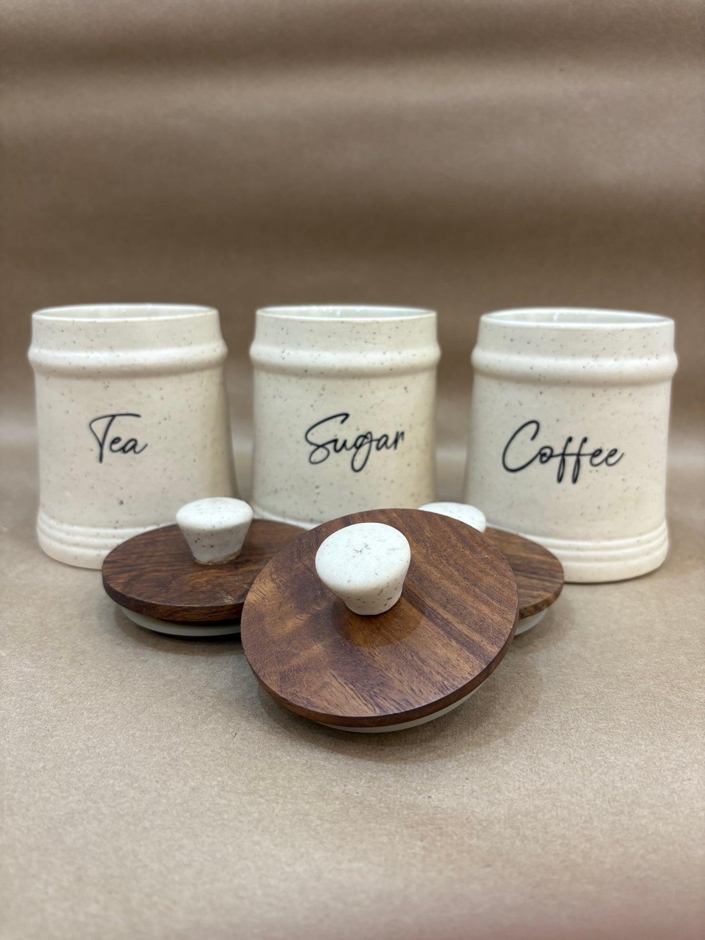 Ceramic Tea, Sugar & Coffee Jar Set – 3 pcs