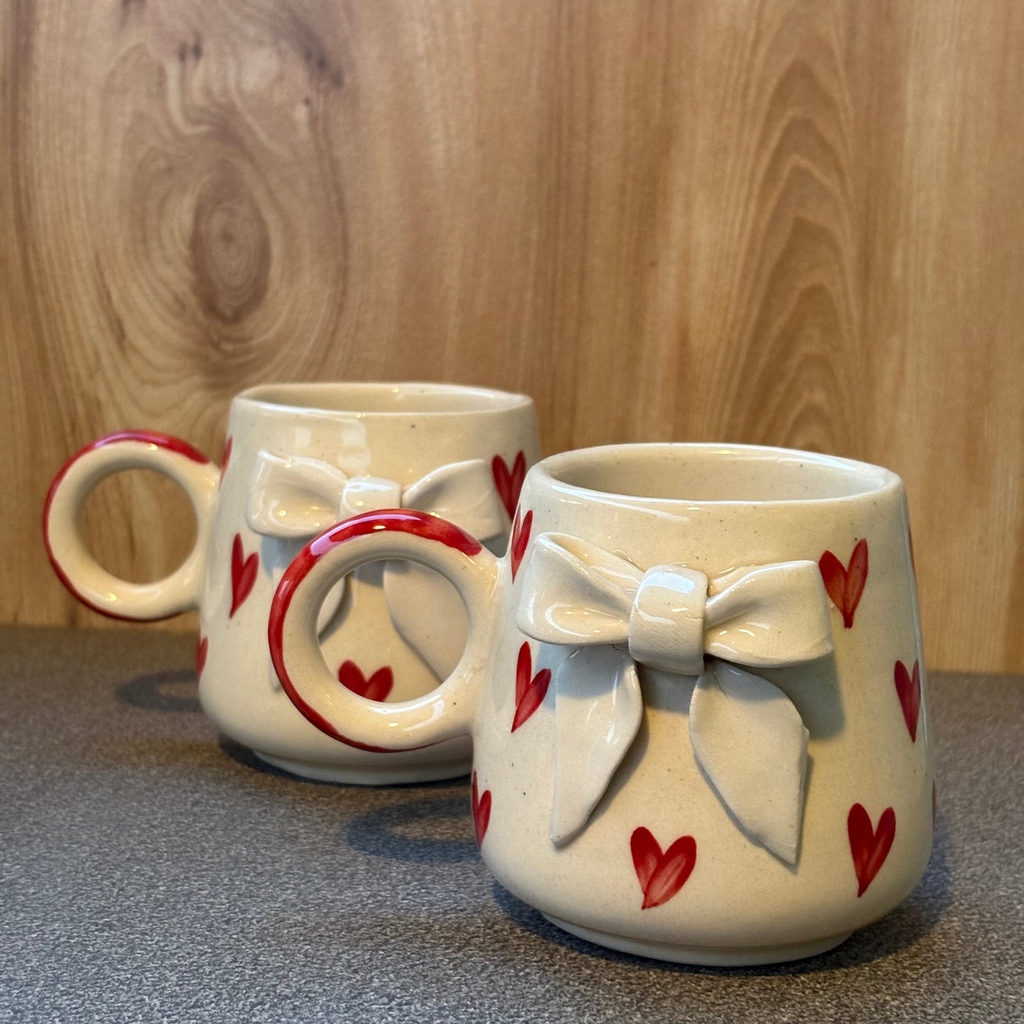 Handcrafted Ceramic Mug with 3D Bow
