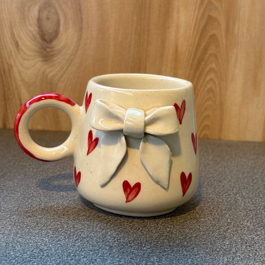Handcrafted Ceramic Mug with 3D Bow