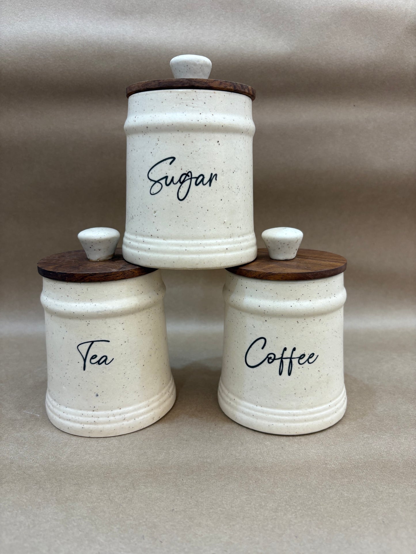 Ceramic Tea, Sugar & Coffee Jar Set – 3 pcs