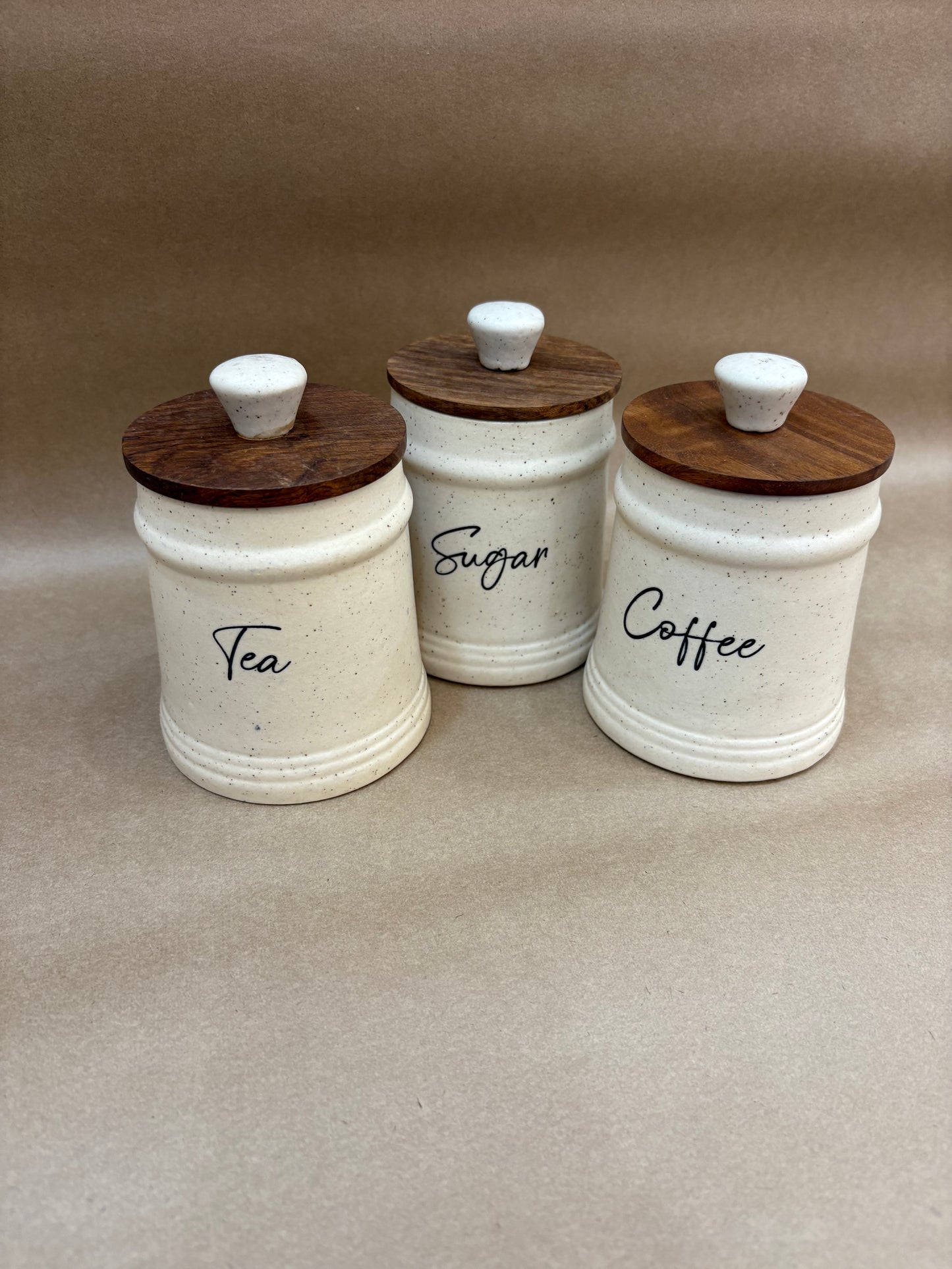 Ceramic Tea, Sugar & Coffee Jar Set – 3 pcs
