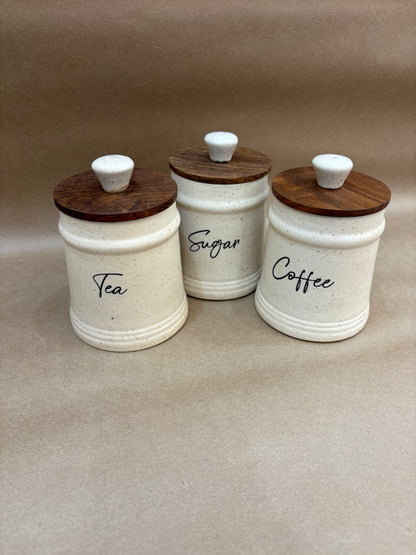 Ceramic Tea, Sugar & Coffee Jar Set – 3 pcs