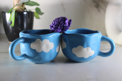 Neela Asmaan-Blue Ceramic Coffee cup with Saucer