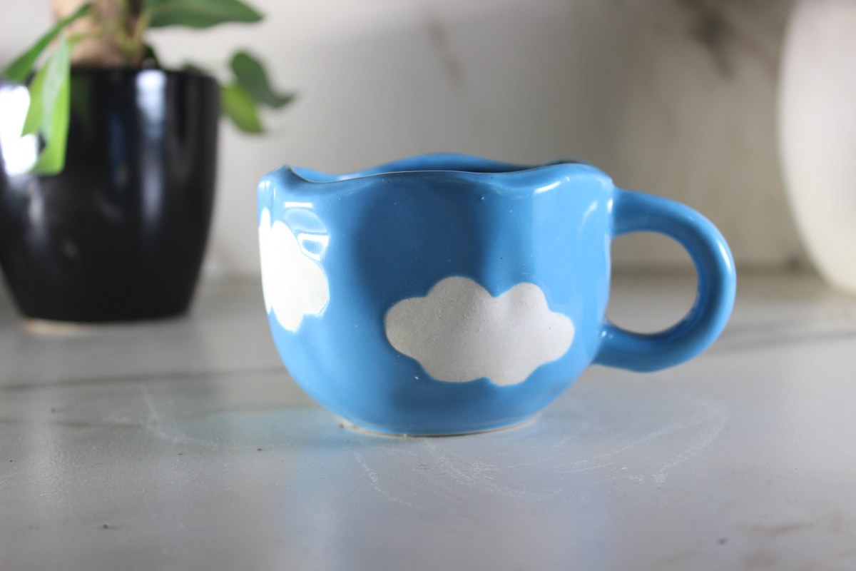 Neela Asmaan-Blue Ceramic Coffee cup with Saucer