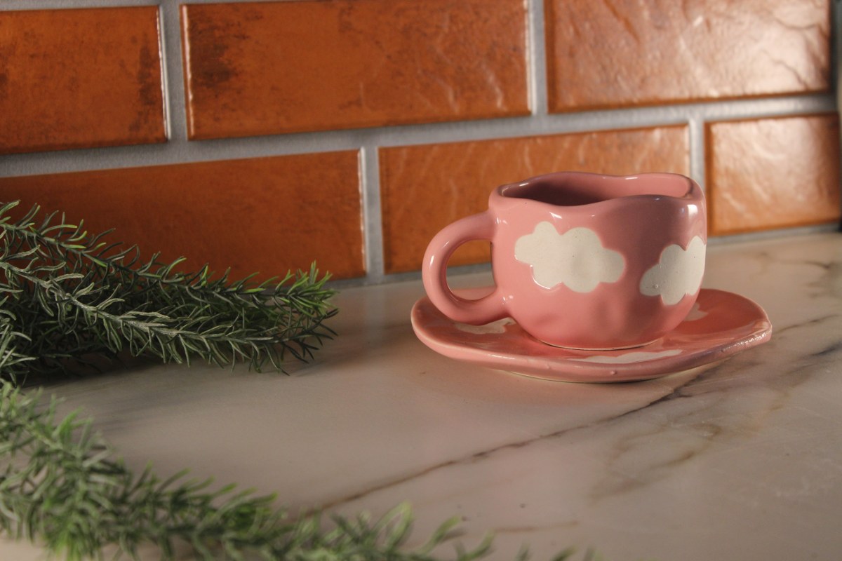 Shaam Gulabi - Ceramic Pink Coffee Cup with Saucer