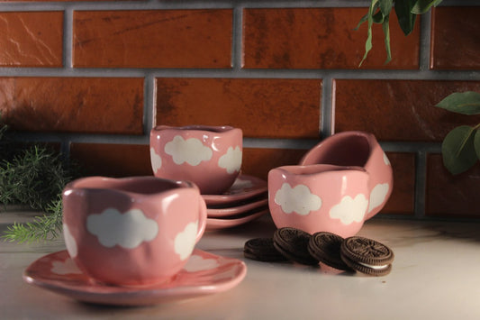 Shaam Gulabi - Ceramic Pink Coffee Cup with Saucer