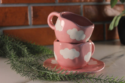 Shaam Gulabi - Ceramic Pink Coffee Cup with Saucer