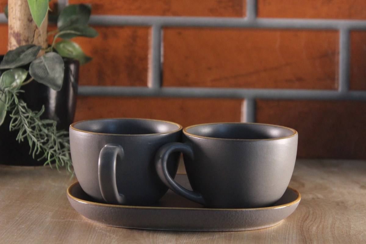 EVERYDAY- Ceramic Tea Cups with Plate