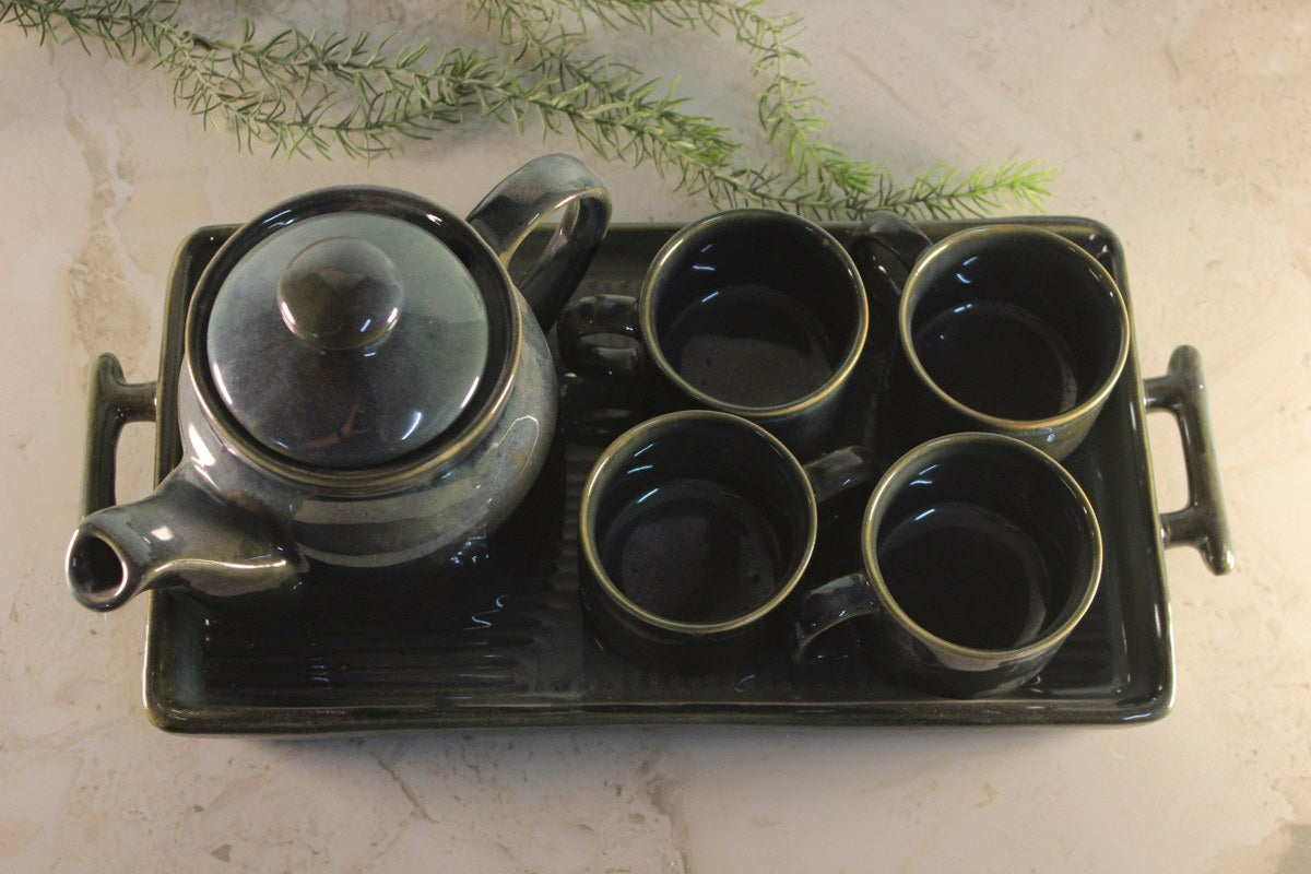 TEA SET WITH KETTLE AND TRAY