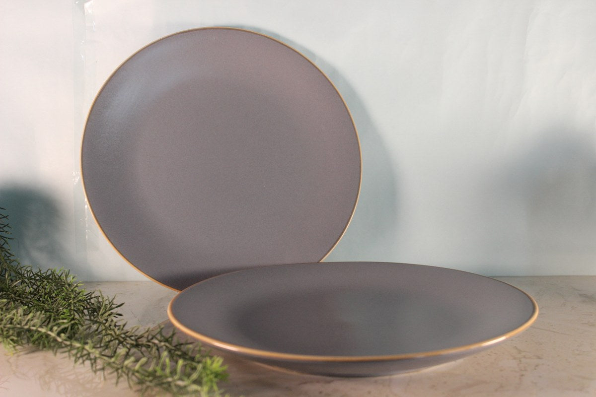 GREYS- Ceramic Grey Dinner Plate -Set of 2