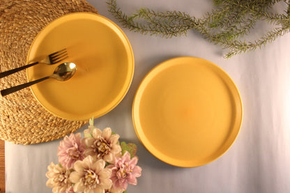 SUNNY SIDE UP- Set of 2 Ceramic Dinner Plates Yellow