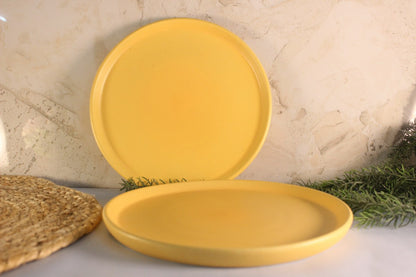 SUNNY SIDE UP- Set of 2 Ceramic Dinner Plates Yellow