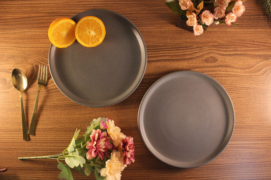 GREY CLOUDS- Set of 2 Ceramic Dinner Plates in Grey Color