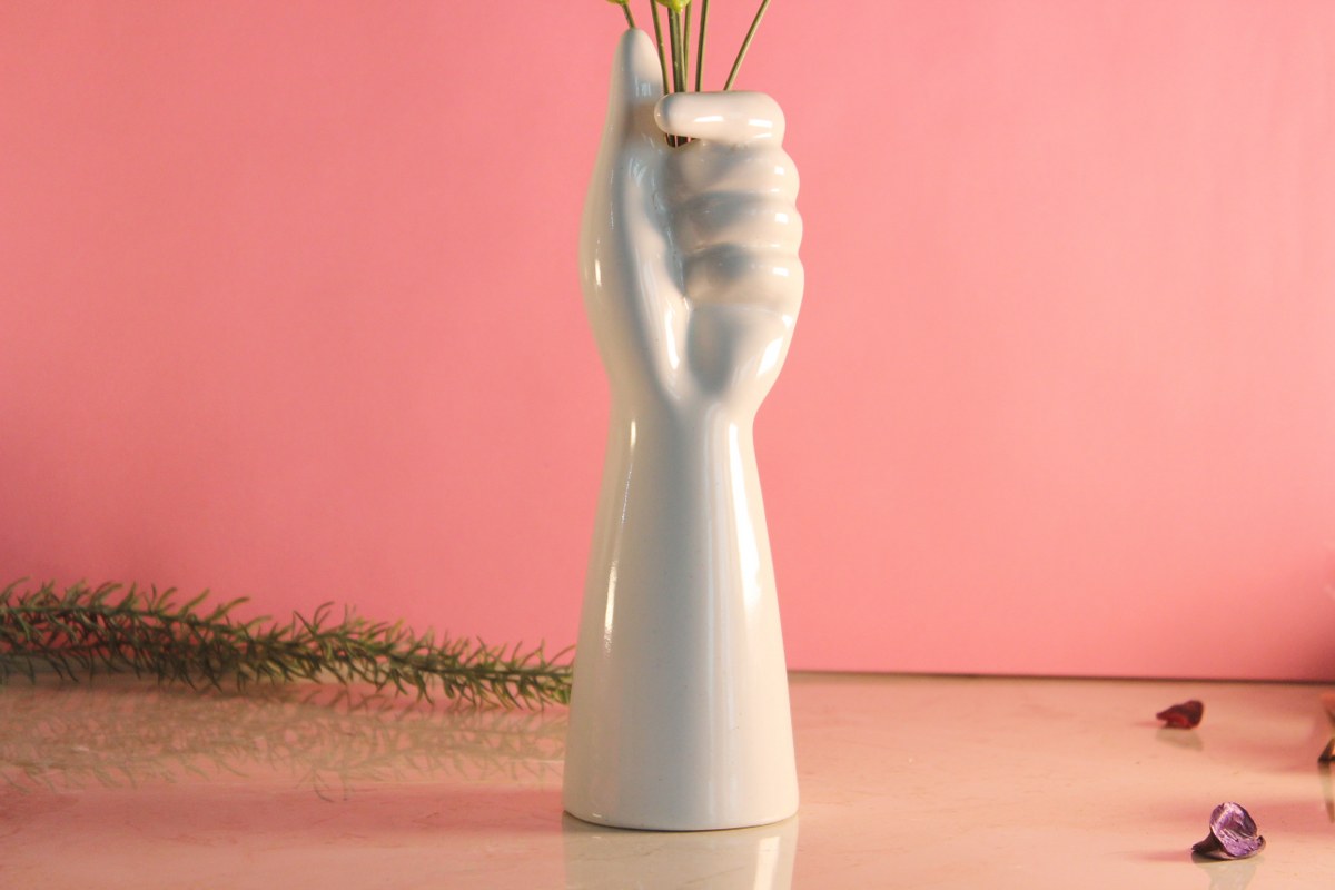 Pinch Of Love Ceramic Vase White