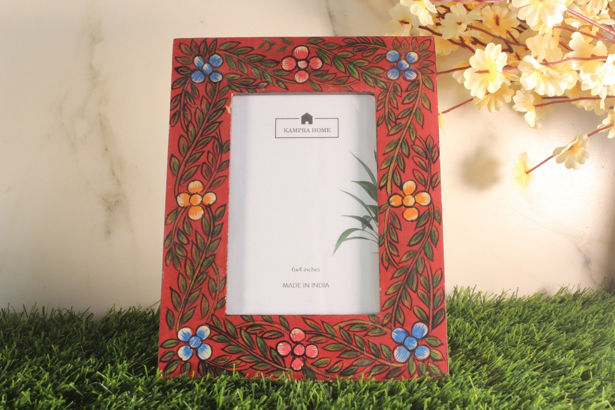 Red Floral Handpainted Photo frame