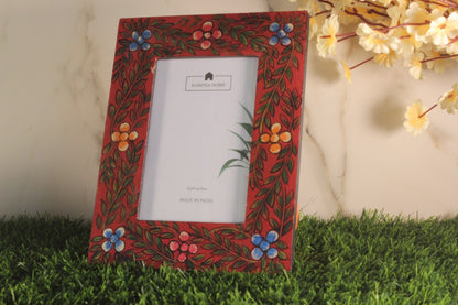 Red Floral Handpainted Photo frame