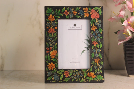 Black Floral Hand Painted Photo Frame