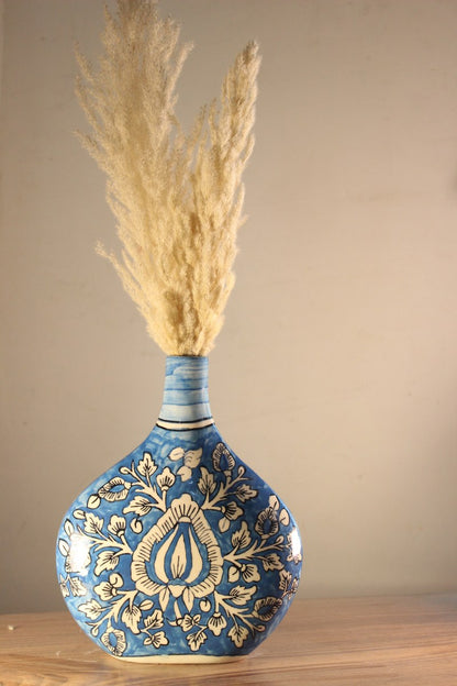 Hand Painted Ceramic Blue Vase