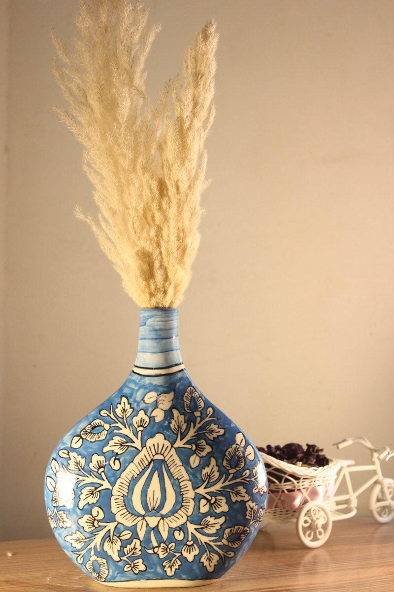 Hand Painted Ceramic Blue Vase