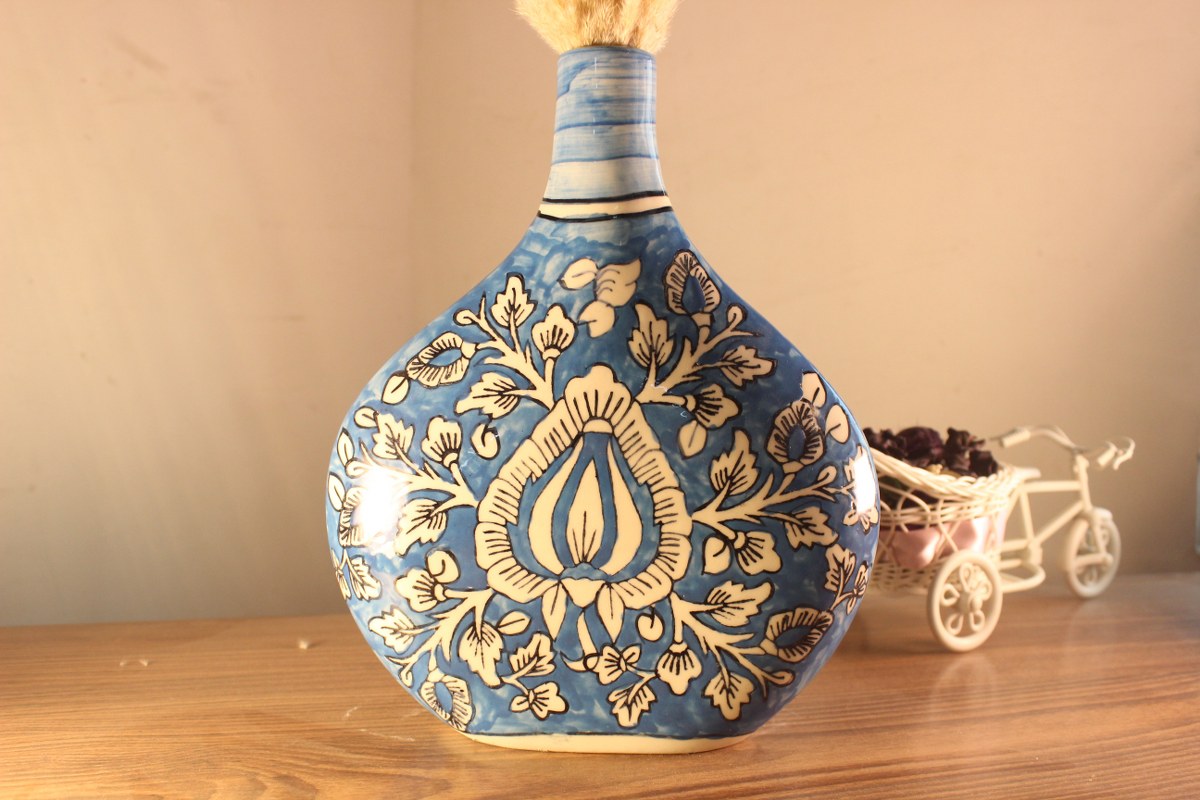 Hand Painted Ceramic Blue Vase