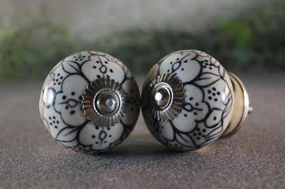 Ceramic Drawer Knobs Black and White set of 2