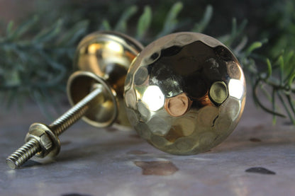 Brass Hammered Door Knob set of 2