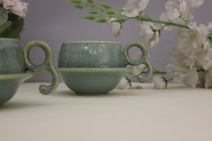 Chiraag- Ceramic Cup and Saucer Set in Green Color