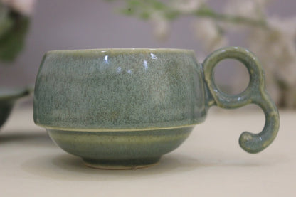 Chiraag- Ceramic Cup and Saucer Set in Green Color