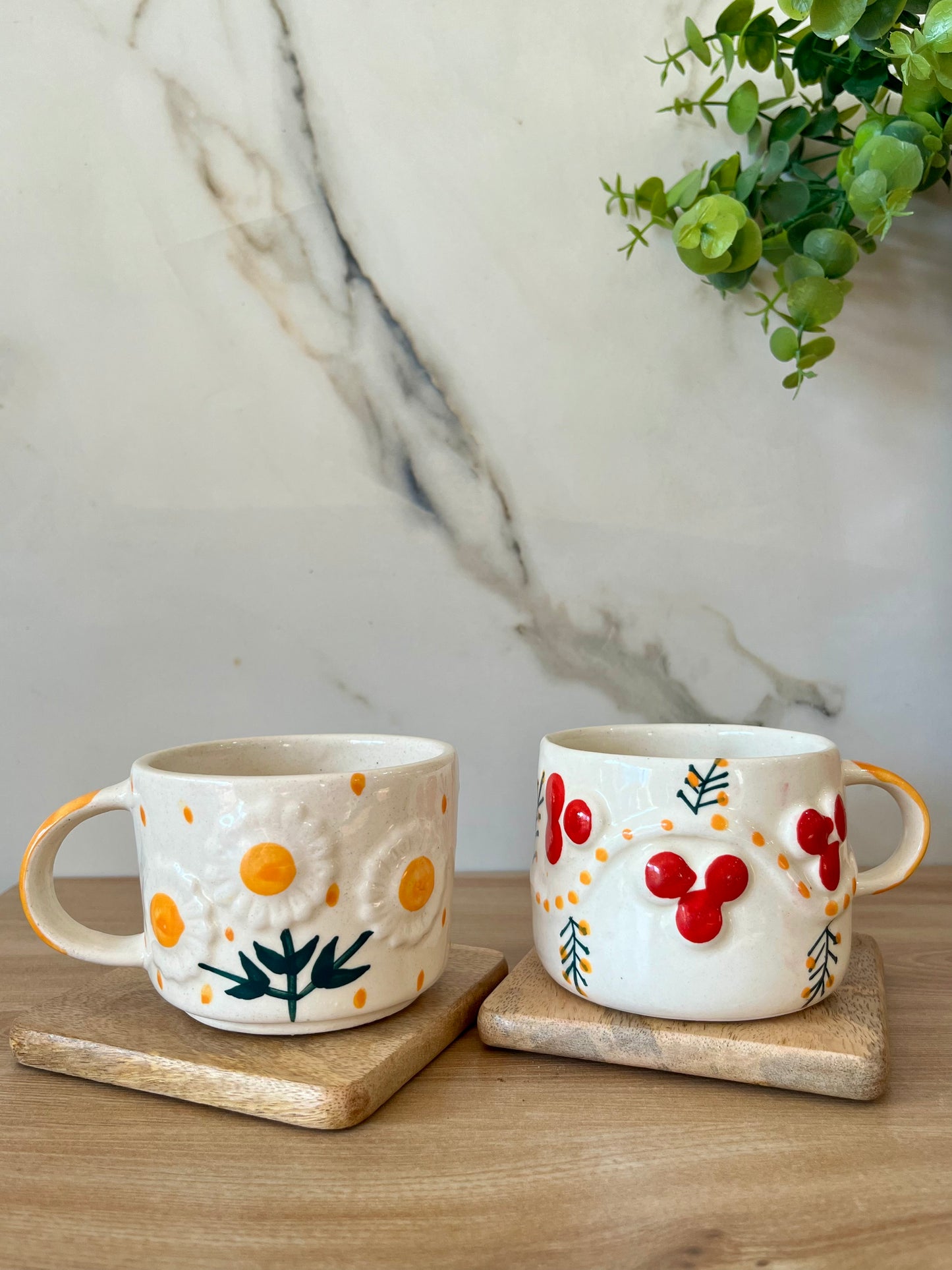 Cherry Flower set of 2 Tea Coffee Mugs