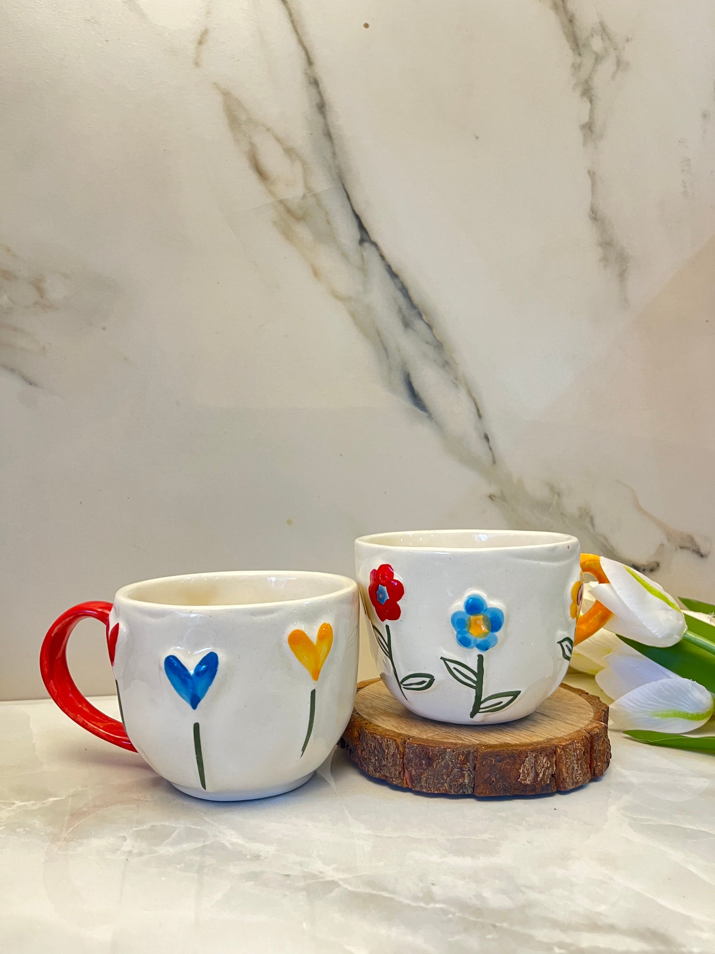 Dil Gulbahar- Set of 2 Heart and Flower Mugs