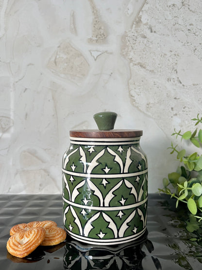 Ceramic Storage Hand-painted Green