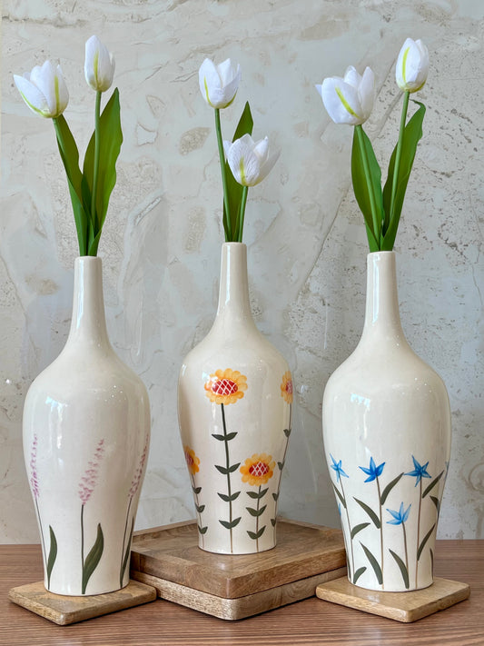 Ceramic Oblong Vases- Set of 3