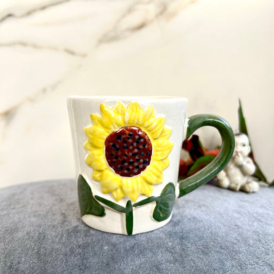 Sunflower Embossed Ceramic Tea Mug