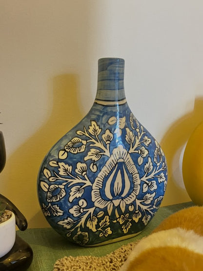 Hand Painted Ceramic Blue Vase