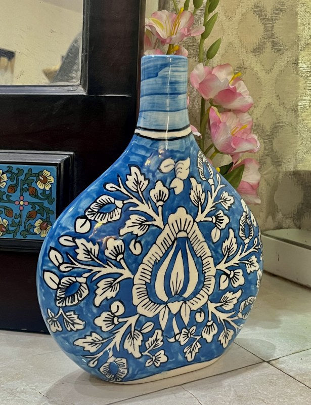 Hand Painted Ceramic Blue Vase