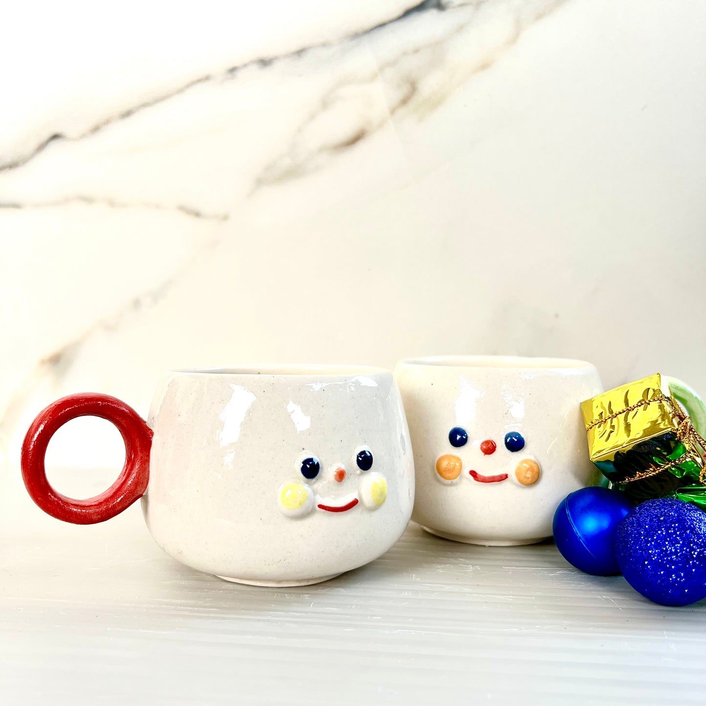 Christmas Snowman Mug with different handle colors