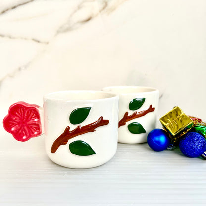 Flower handle Ceramic Coffee Mug