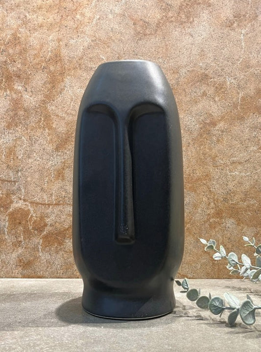 Ceramic Face Vase Black