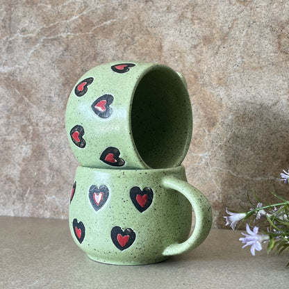 Heart Mugs Green