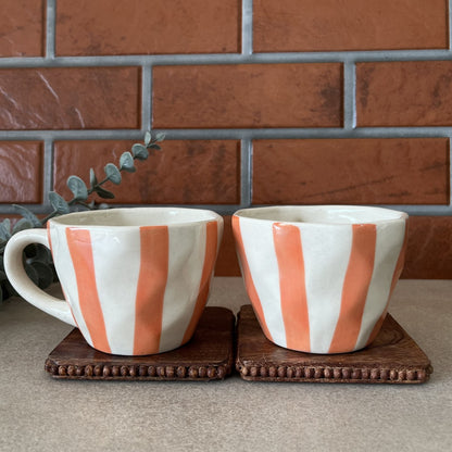 STRIPED- Ceramic Coffee Mugs Orange