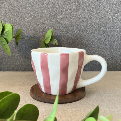 STRIPED- Ceramic Coffee Mugs Coral