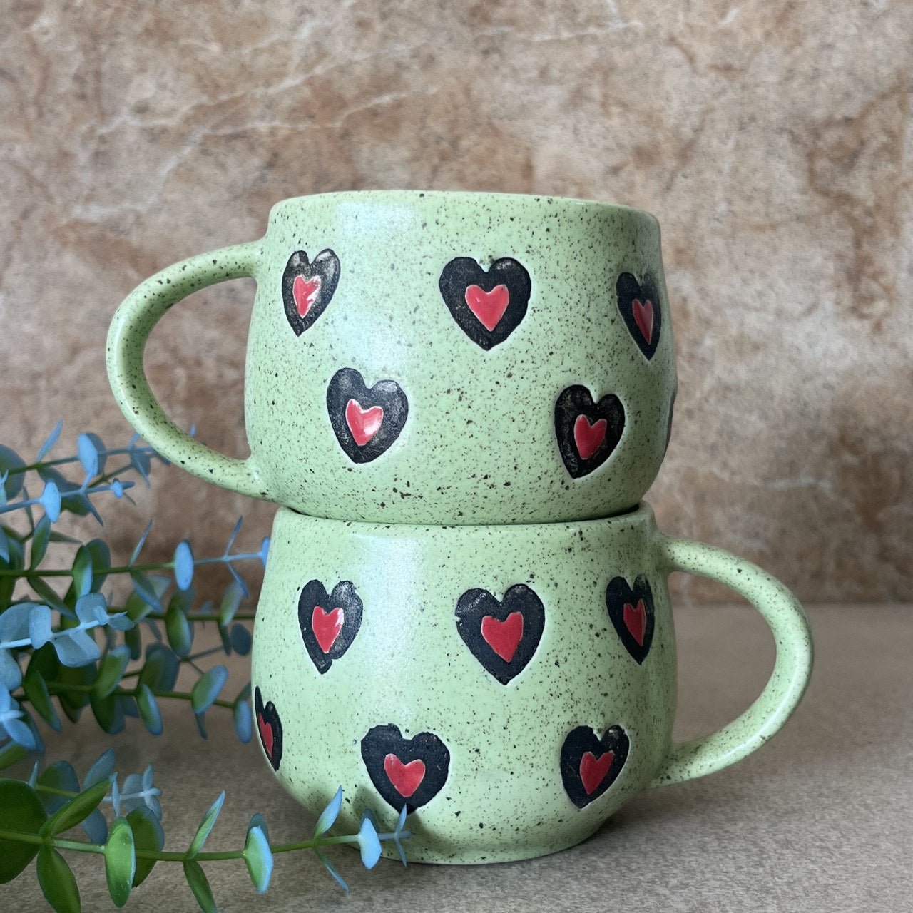 Heart Mugs Green