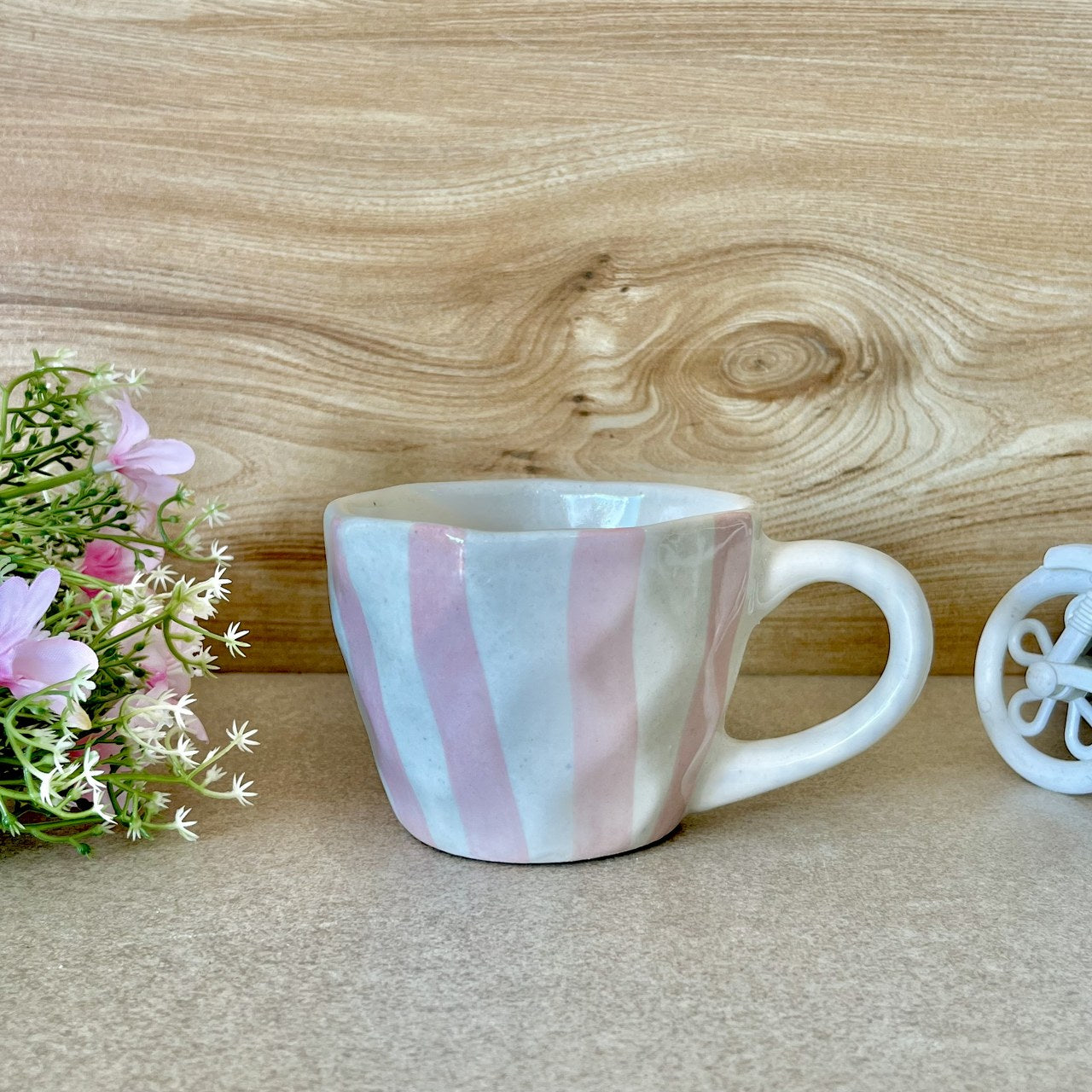 STRIPED- Ceramic Coffee Mugs Pink