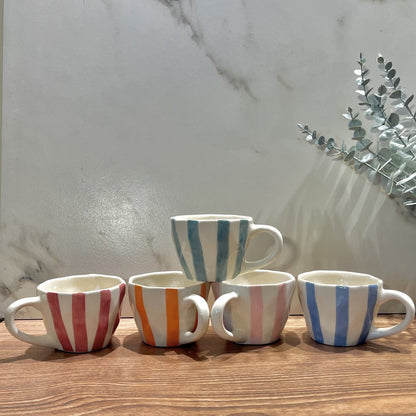 STRIPED- Ceramic Striped Mugs Set of 5