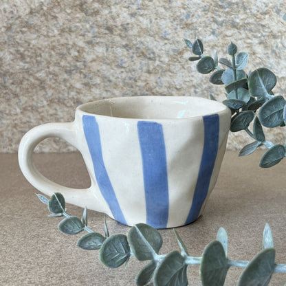 STRIPED- Ceramic Coffee Mugs Blue
