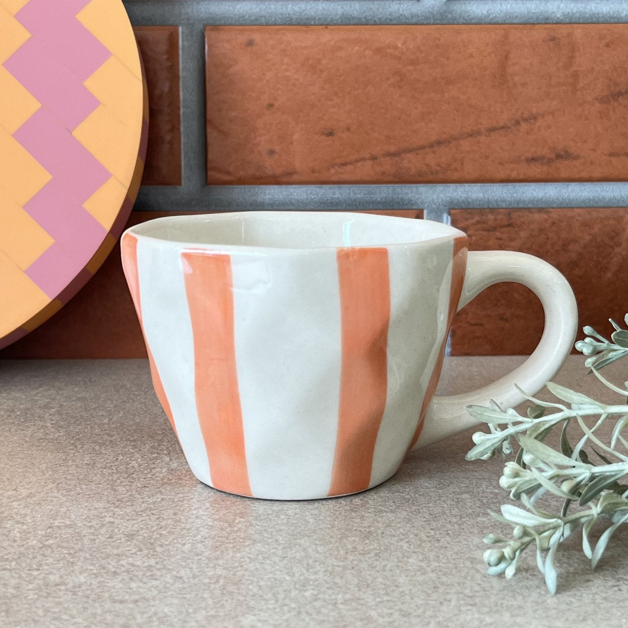 STRIPED- Ceramic Coffee Mugs Orange