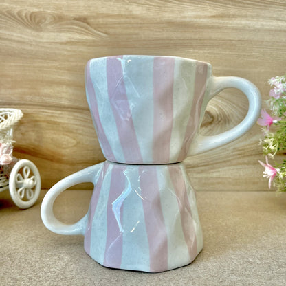 STRIPED- Ceramic Coffee Mugs Pink