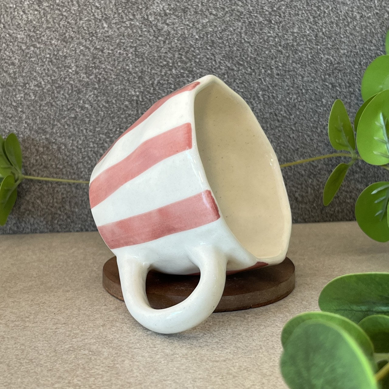 STRIPED- Ceramic Coffee Mugs Coral