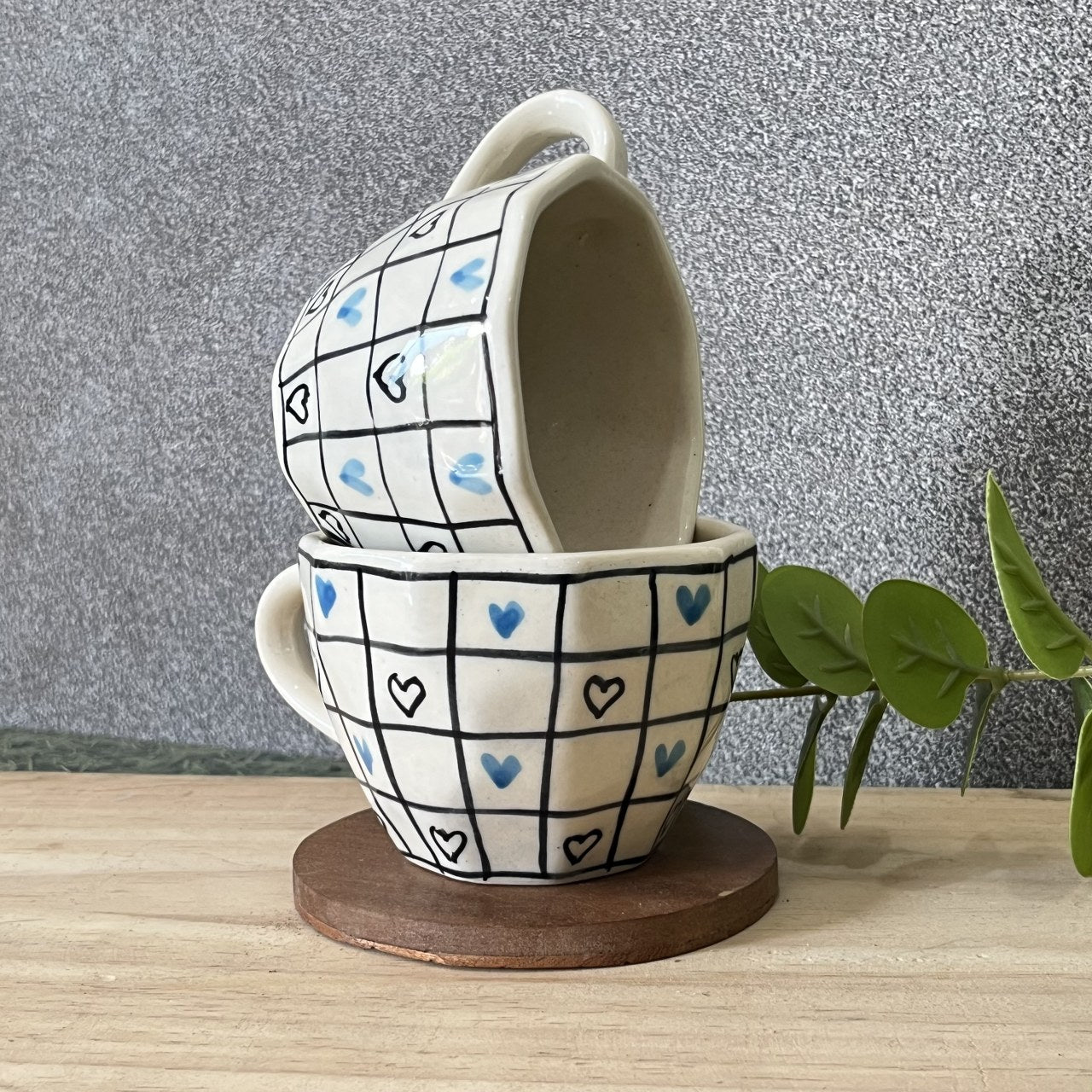 Blue Hearts Ceramic Mug